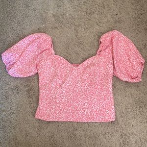 Pink Puffy Sleeve Corset Top